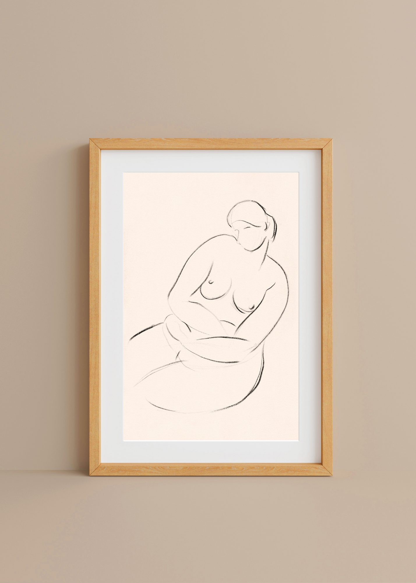 Seated Female Nude— Digital Art Print