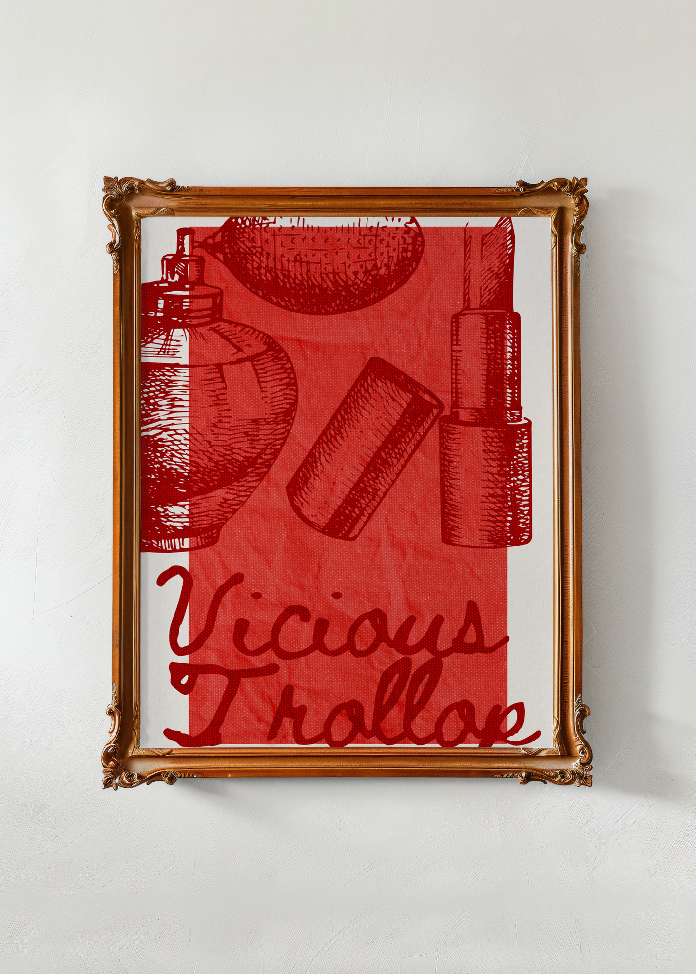 Gilmore Girls framed artwork with red design and text on a white background