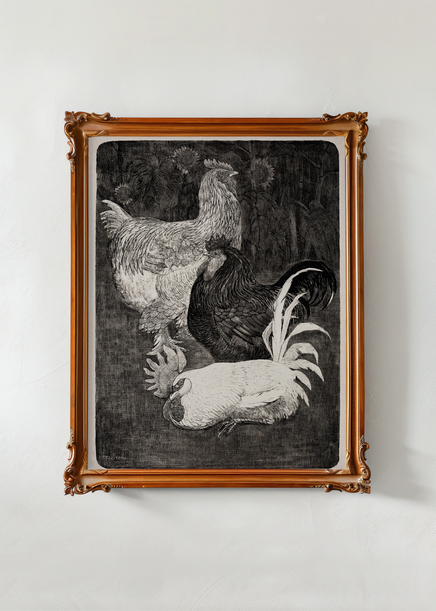 Three Roosters— Digital Art Print