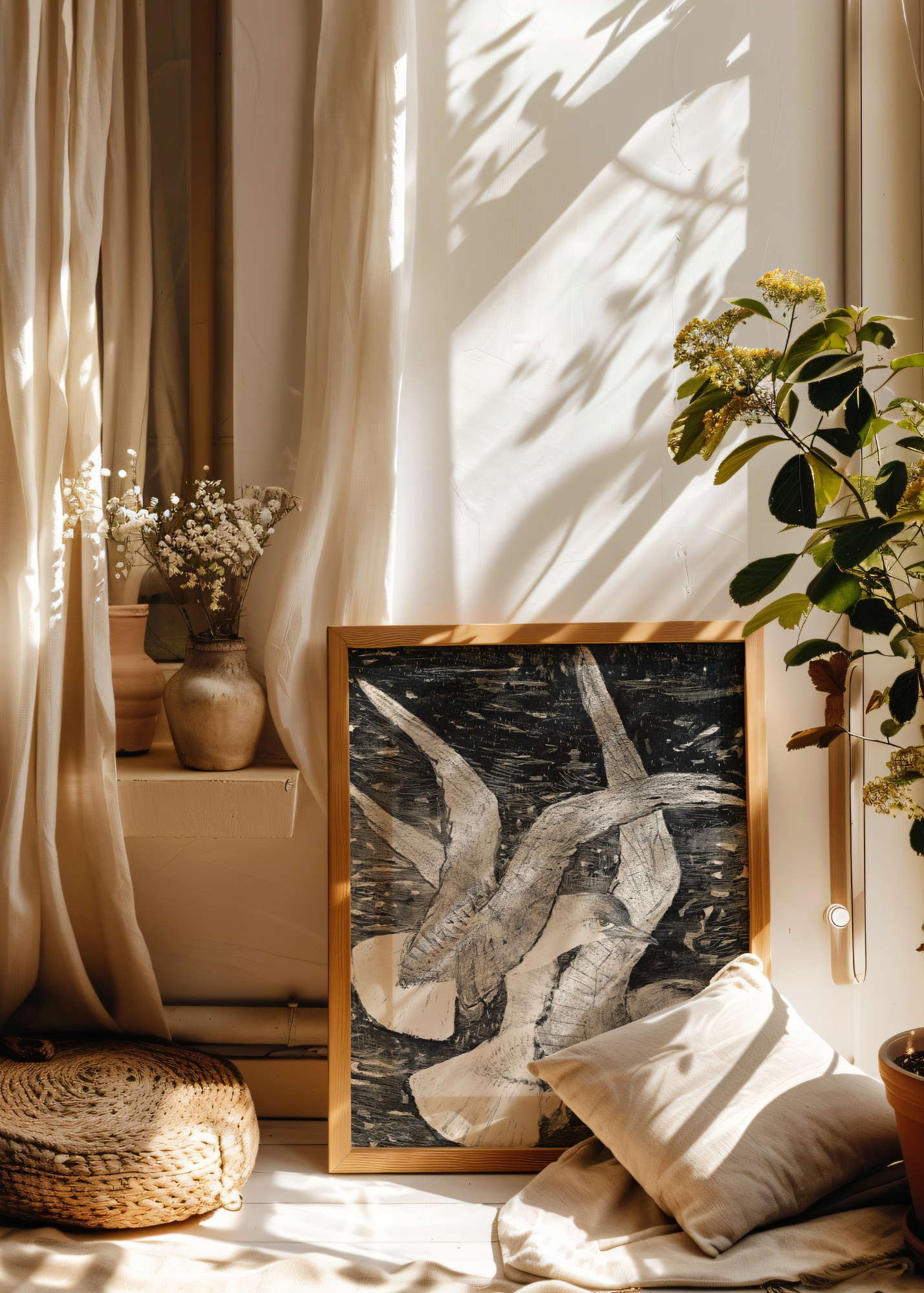 Two Flying Seagulls— Digital Art Print