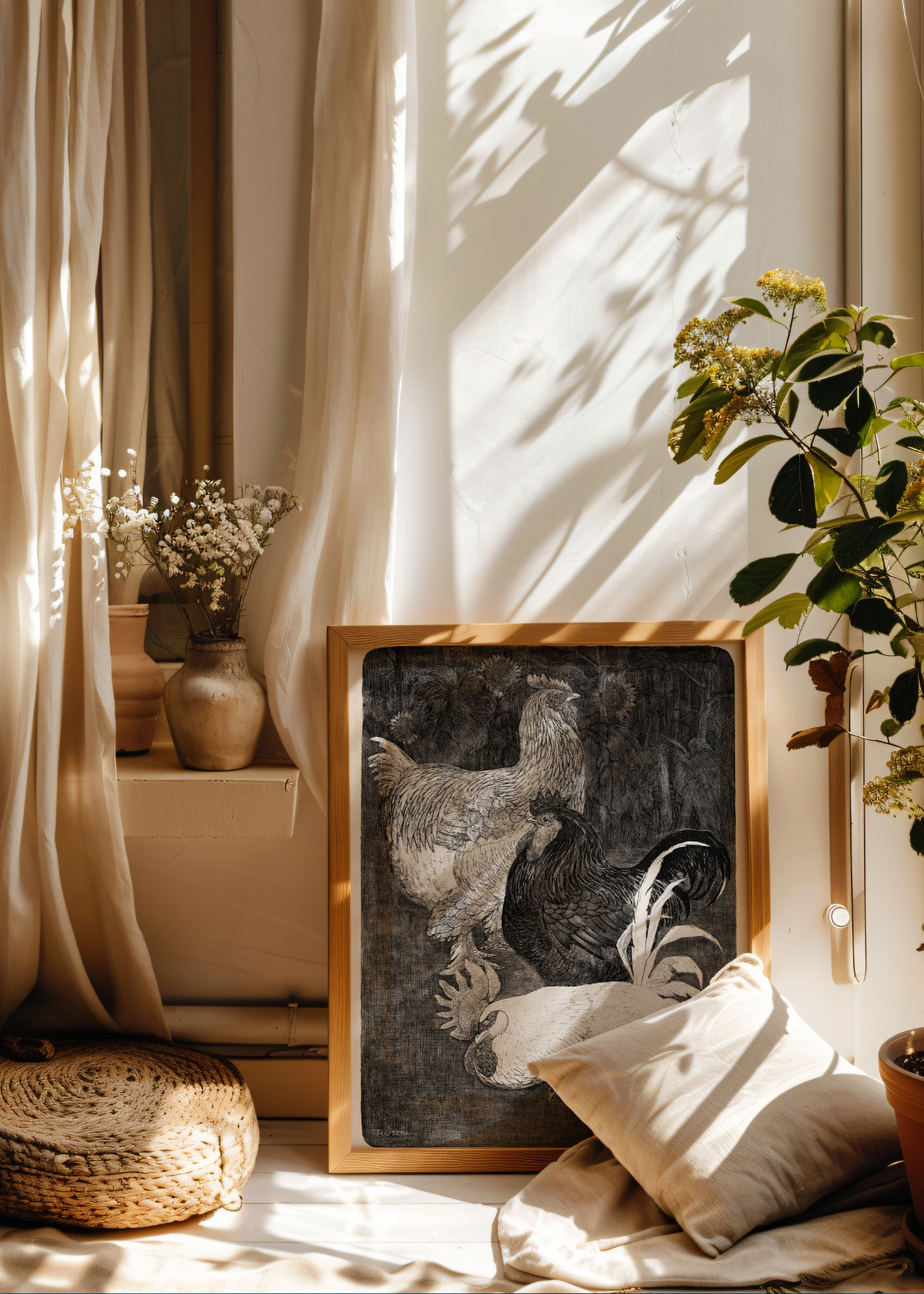 Three Roosters— Digital Art Print