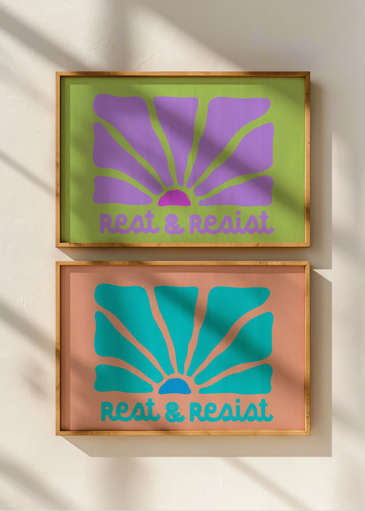 Rest Resist, Green and Purple— Digital Art Print