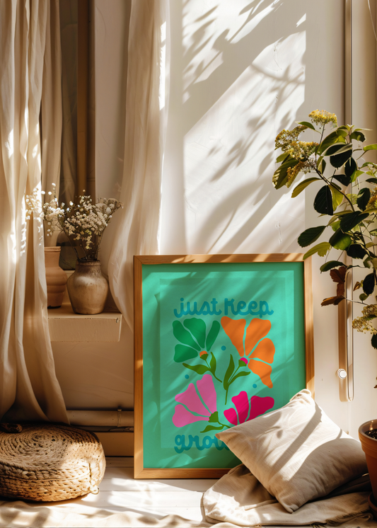 Just Keep Growing, Teal— Digital Art Print
