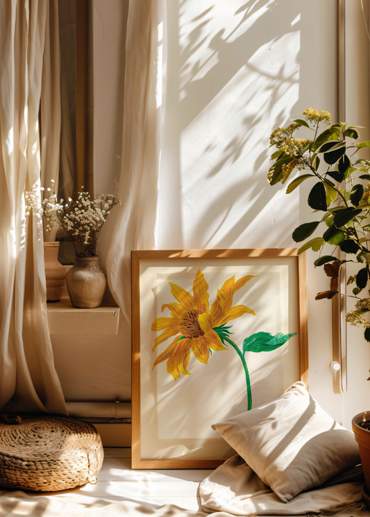 Branch with a Sunflower— Digital Art Print