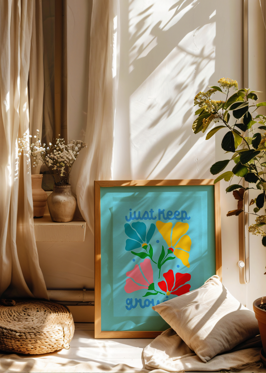Just Keep Growing, Blue—Digital Art Print