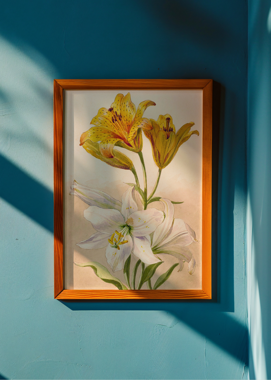 Yellow and White Lilies— Digital Art Print