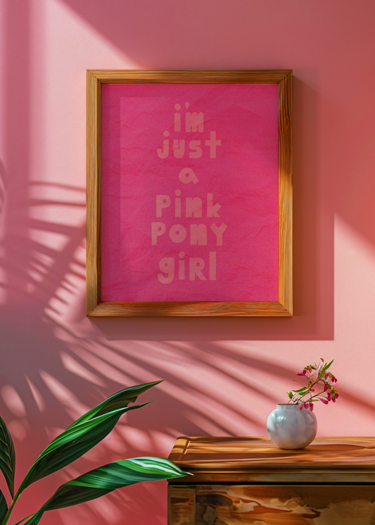Pink Pony Girl, Pink— Digital Art Print