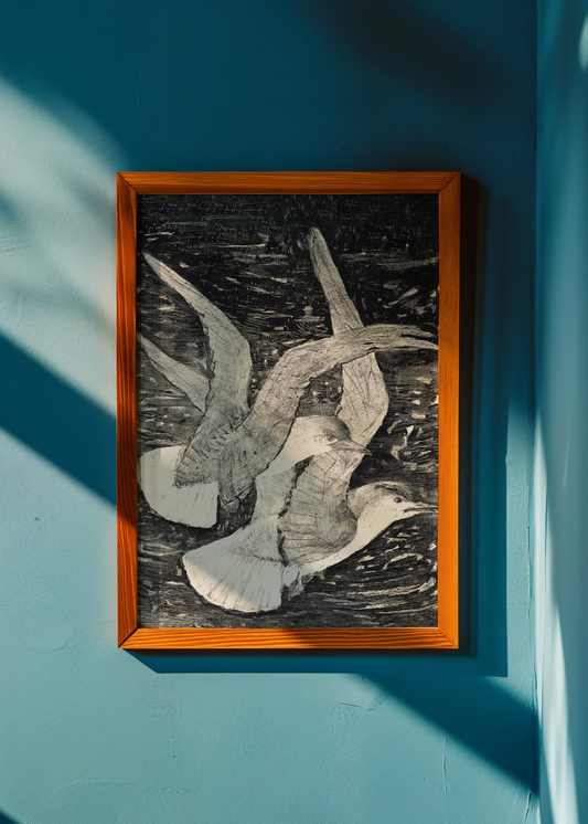 Two Flying Seagulls— Digital Art Print