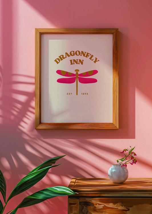 Dragonfly Inn, Pink Style 1—Digital Art Print