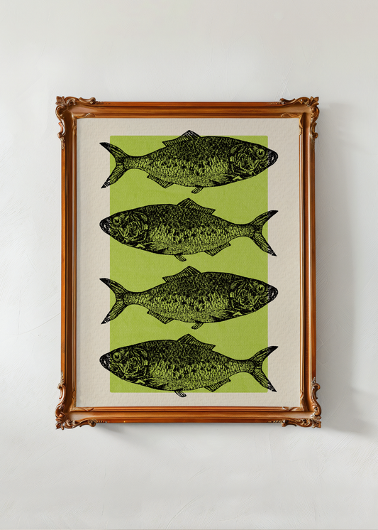 Green Fishes— Digital Art Print