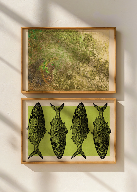Green Fishes— Digital Art Print
