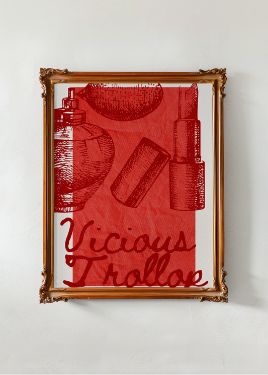 Gilmore Girls framed artwork with red design and text on a white background
