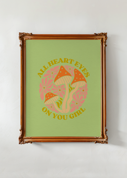 All Heart Eyes on You, Light Green— Digital Art Print