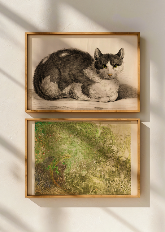 Reclining Cat— Digital Art Print