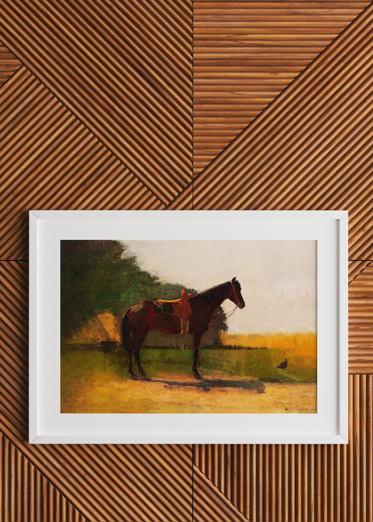 Saddle Horse in Farm Yard— Digital Art Print