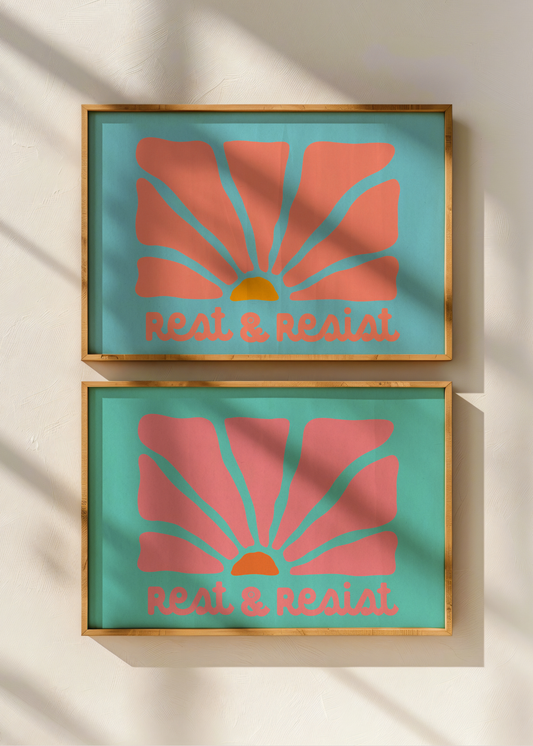 Rest Resist, Pink and Blue— Digital Art Print