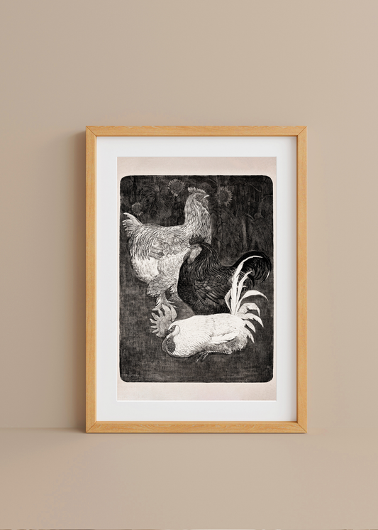 Three Roosters— Digital Art Print