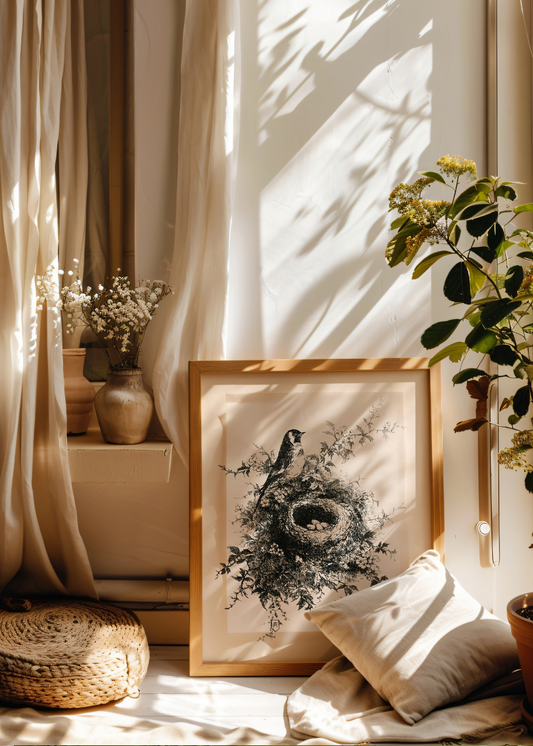 Nest, Nestled Stillness— Digital Art Print