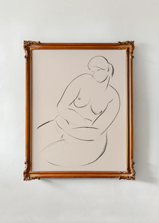 Seated Female Nude— Digital Art Print